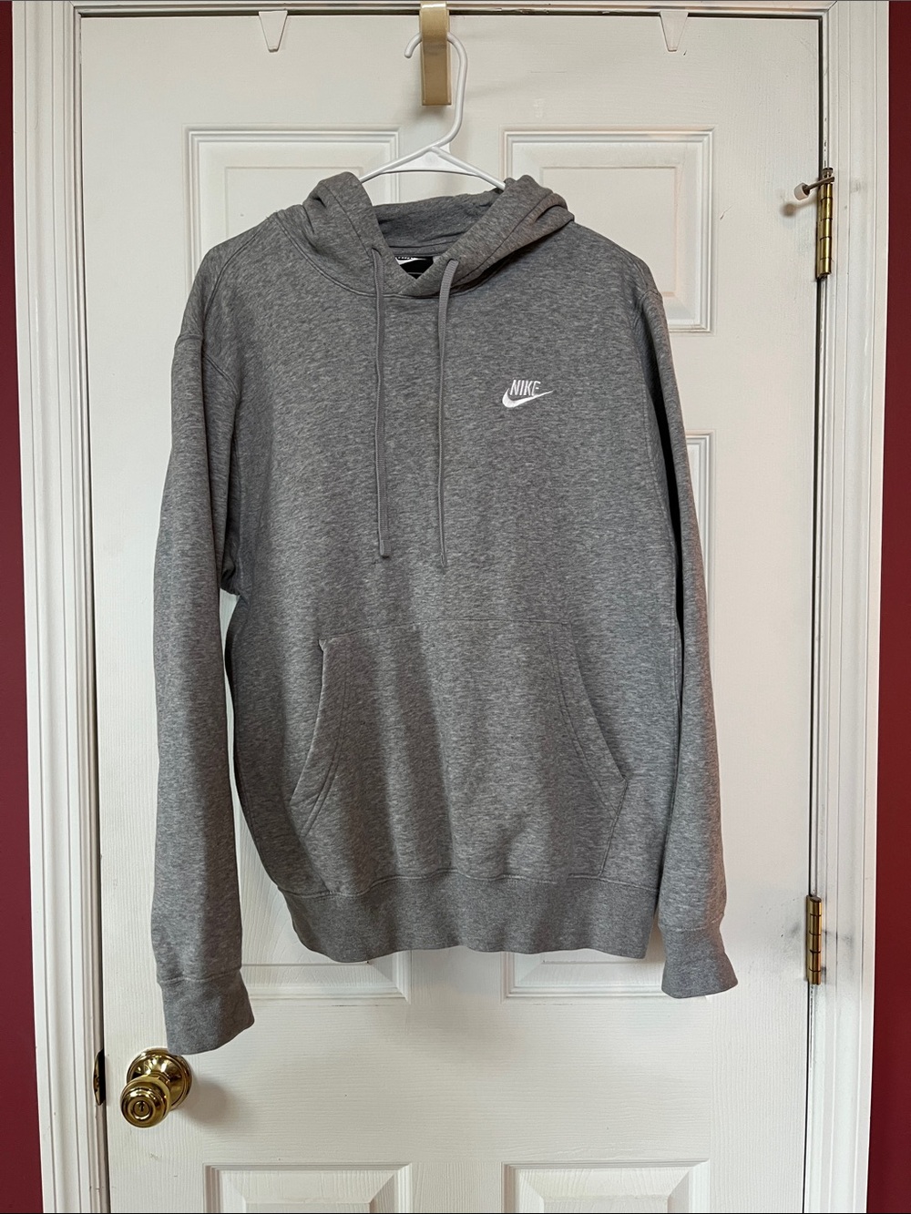 Nike Gray Men's Pullover Hoodie with White Swoosh